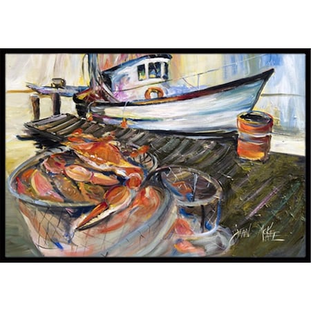 Carolines Treasures Blue Crab Trap Indoor and Outdoor Mat- 18 x 27 in. JMK1104MAT